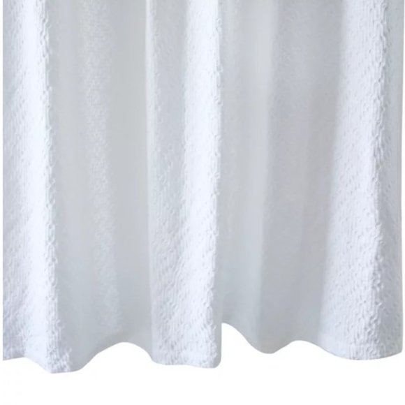 Haven Diamond Pattern Shower Curtain White Soft Texture 100% Cotton - Picture 4 of 5